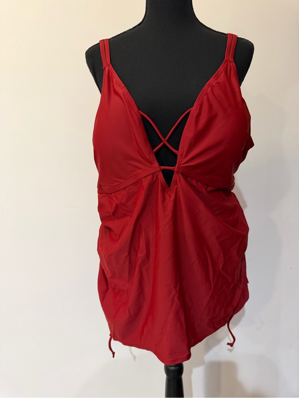 Torrid Red Ruched Swim Tankini size 4